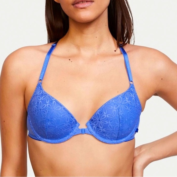 Victoria’s Secret Lace Demi Bra Blue Floral Mesh Size 36B - Picture 1 of 11